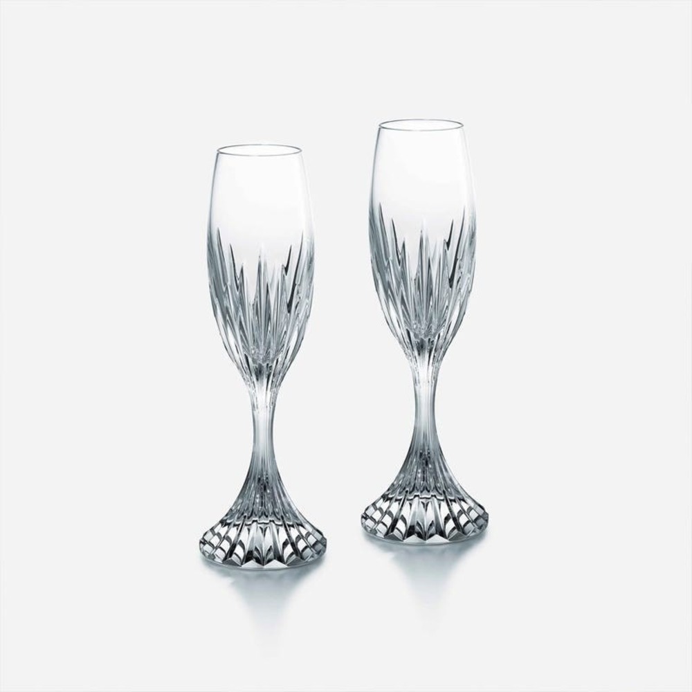 BACCARAT - MASSENA - 2 CHAMPAGNE FLUTES - 8 1/2"